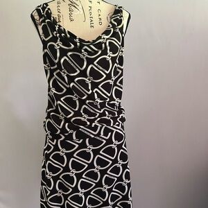 White House Black Market Black and White Sheath Midi Dress